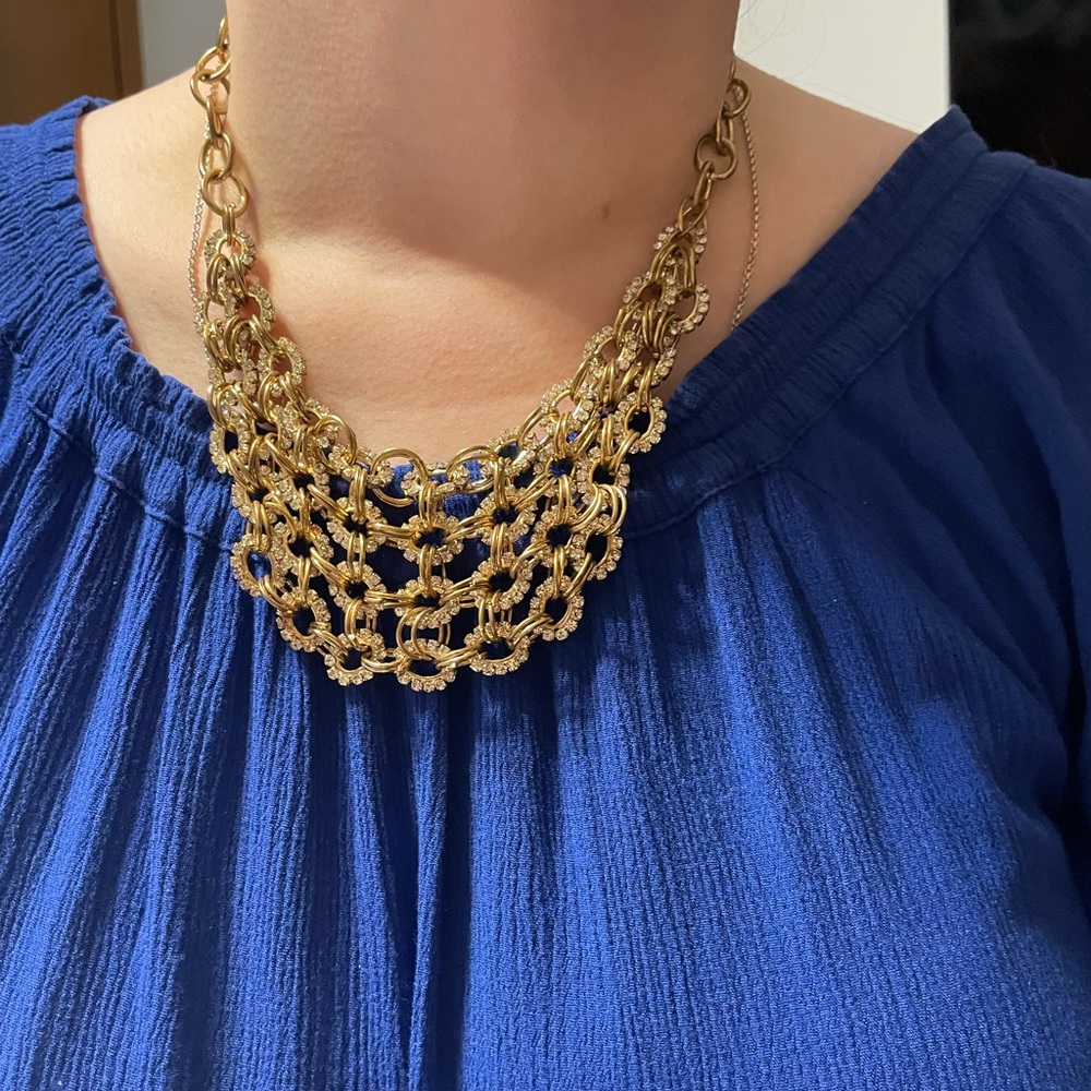 Gold Cascading Chain Link Necklace